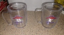 2-Tervis Tumbler Red Hat Lady 16 oz. Clear Handle W/ Fabric Lady Red Hat Society