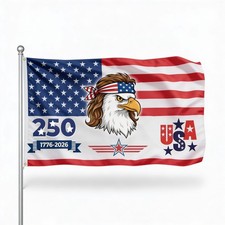 PromoPatriot 250 Year Anniversary Polyester Flag 3x5 ft Eagle Headband 1776–2026