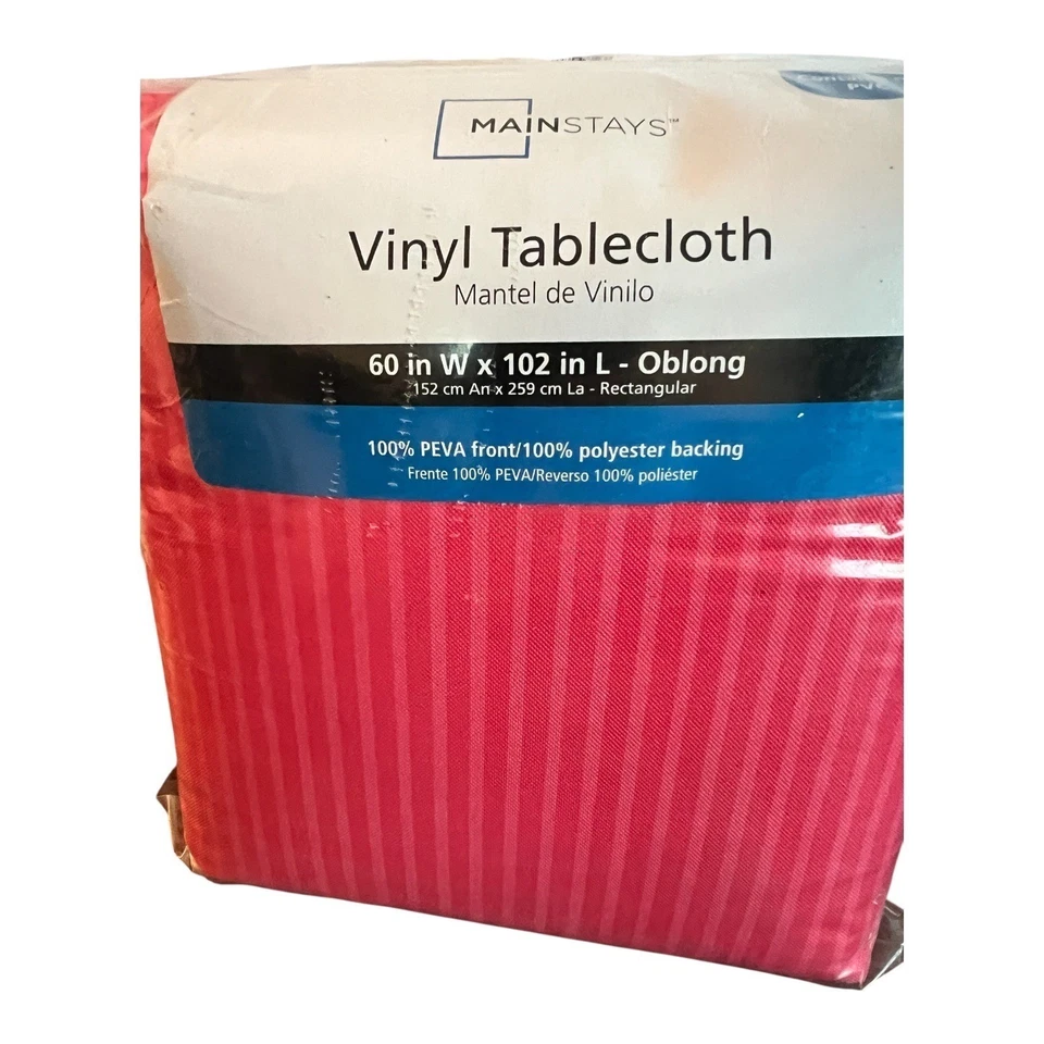 Mainstays Vinyl Tablecloth Coral 60 W X 102 In 100% PEVA Front Polyester Backing - Image 3 of 4