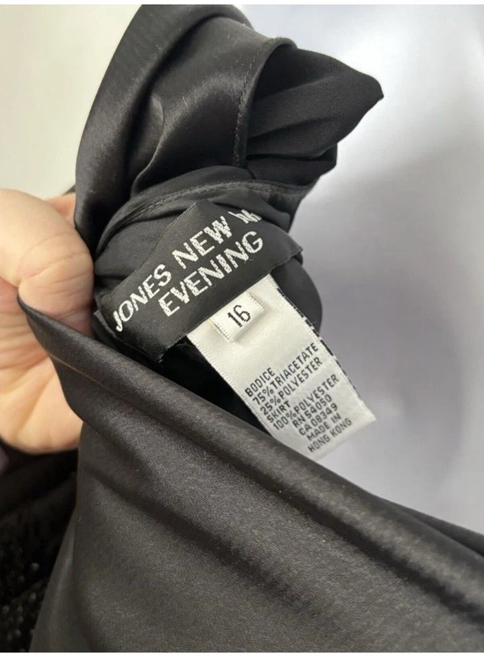 Vestido de noite Jones New York vintage preto com miçangas tamanho 16 - Imagem 4 de 4