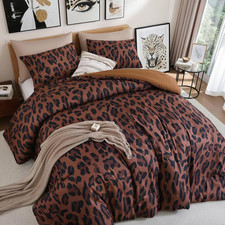 Leopard Print Comforter Set Twin Size - 3 Pieces Animal Cheetah Printed Comforte