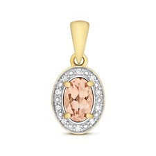 Raffinierter 9 Karat (375) Gold Diamant Anh�nger mit Morganit - 15mm*7mm