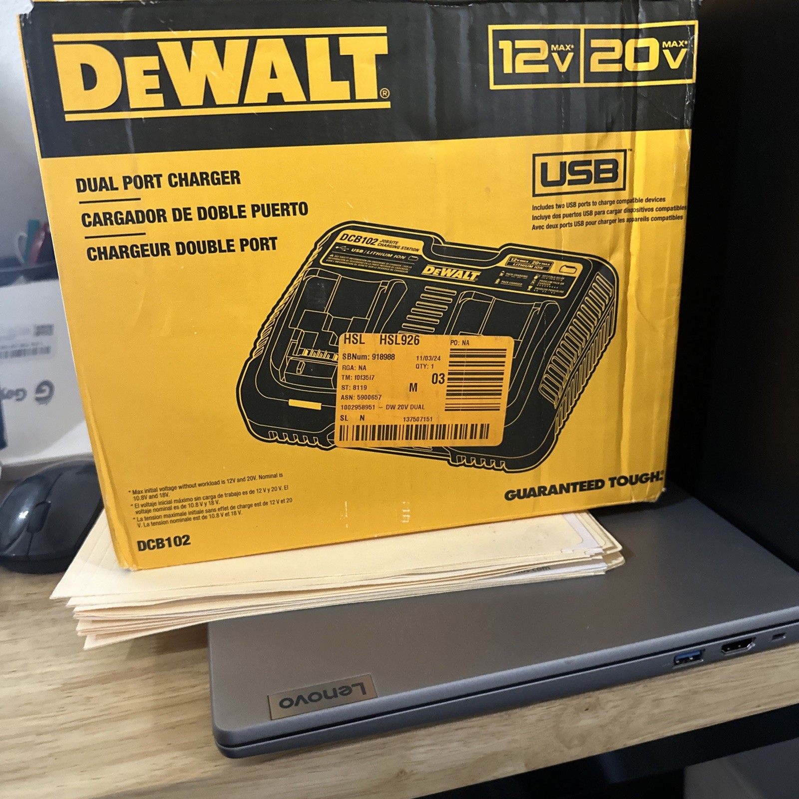 Dewalt Dual Port Charging Station for 12V 20V Batteries with USB Tool Charger-image