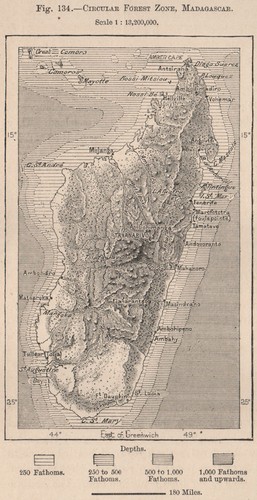 Circular Forest Zone, Madagascar 1885 old antique vintage map plan chart