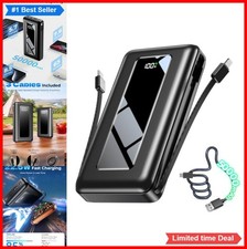 Power Bank 50000mAh Portable Charger 22.5W Fast Charging Built in Cables USB-C