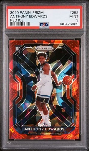 2020-21 Panini Prizm Anthony Edwards #258 Red Ice RC Rookie PSA 9 MINT