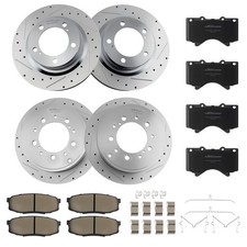 Front Rear Brake Rotors+Ceramic Brake Pads Kit for Toyota Tundra 2007-21 S-31482