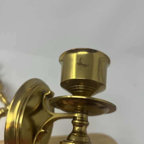 VTG Set of 3 Pier 1 Imports BRASS Wall Mount CANDLE SCONCE Candlesticks 10" Tall - Picture 8 of 10