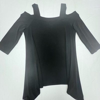 Clara Sunwoo Black Cold-Shoulder Tunic Top   Size L
