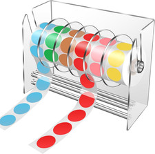 Label Dispenser, Sticker Roll Holder,Adjustable Sticker Dispenser, 6 Disks Acryl