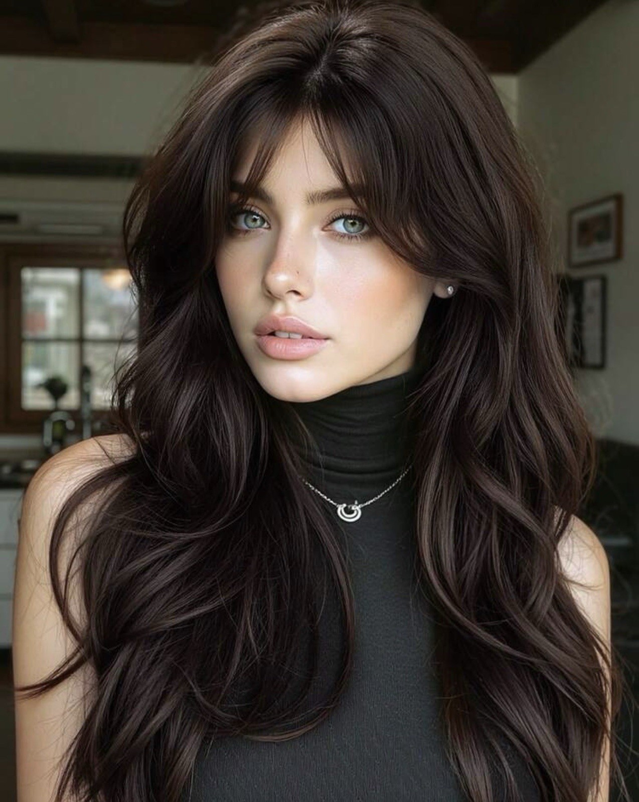 Perruque synthétique bouclée marron 50cm contre les cheveux sans volume