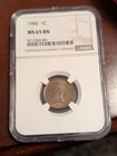 1900 Indian Head Cent NGC MS65 BN - Sharp Strike & Original Luster - Gem Unc
