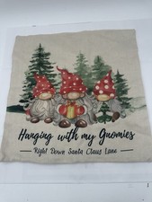 Gnomes Linen Like Christmas Zippered Pillow Cover Winter Holidays New 17 Gift