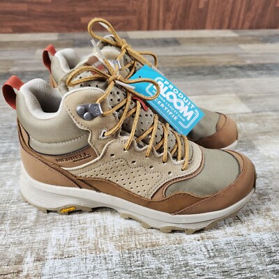 Merrell Speed Solo Mid Womens Hiking Boots Sz 9.5 M Tobacco Gold Waterproof