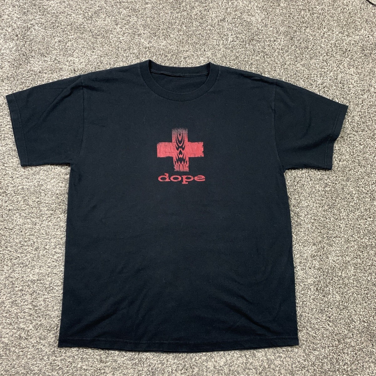 Vintage Dope Band Shirt Mens Large Black Y2K Grunge Nu Metal Rock 