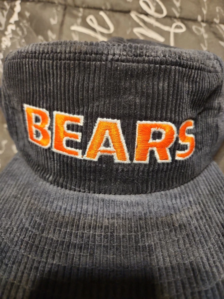 Boné vintage Chicago Bears veludo azul laranja script Snapback boné New Era - Imagem 2 de 4