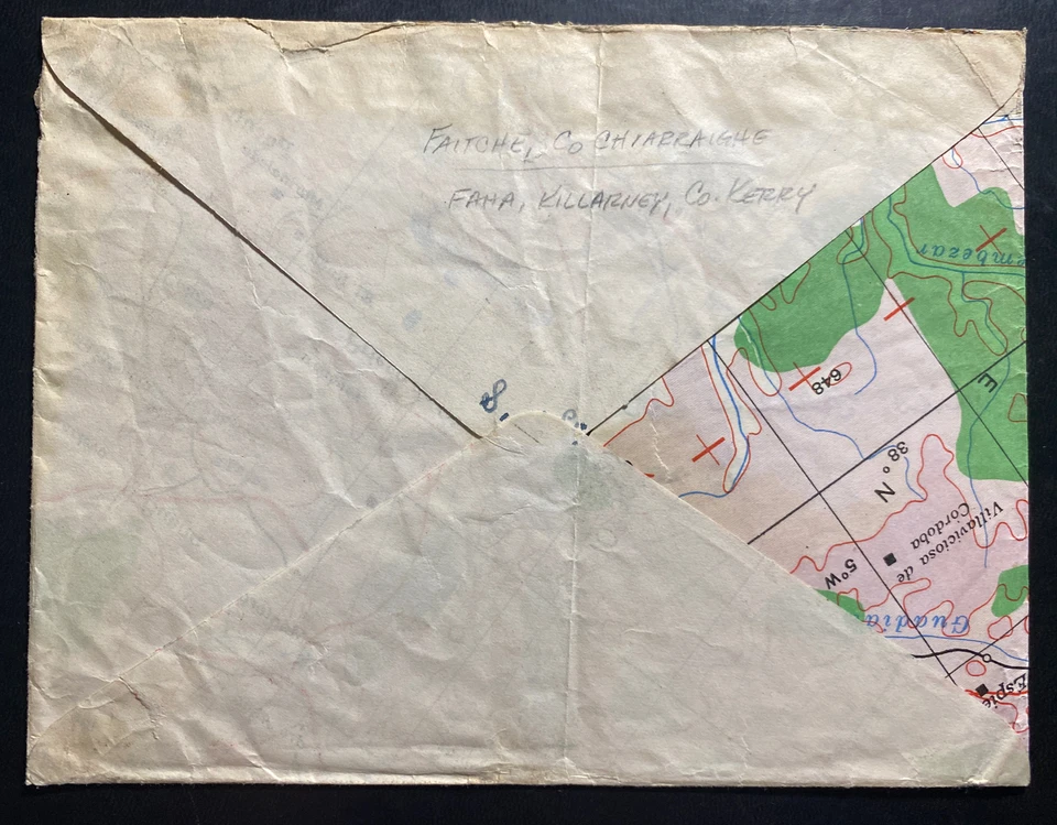 1949 Killarney Ireland Map Of Cordoba Cover To Beverly Farms MA USA - Image 3 of 3