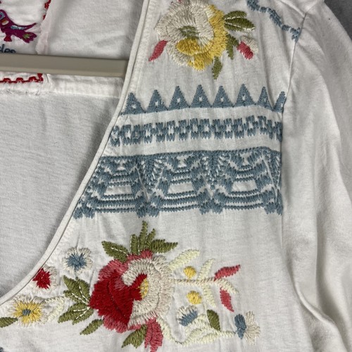 Johnny Was Embroidered Tunic Top Womens Large Floral 3/4 Sleeve Boho Peasant - Picture 5 of 14