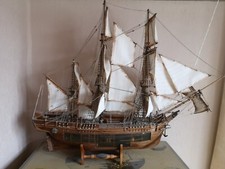Wooden Model HMS Bounty 1783. 1/48 scale. Wooden rigged masts on wooden stand