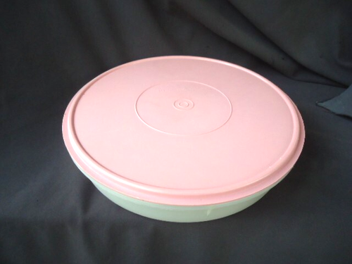 Vintage Tupperware Cupcake / Pie Container Keeper shear 242 pink lid 33cm round - 第 1/3 張圖片
