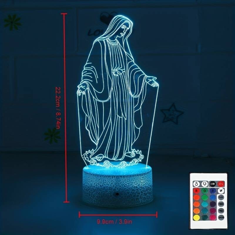 Lampada LED Madonna Vergine Maria Regalo Sacro Design 3D USB