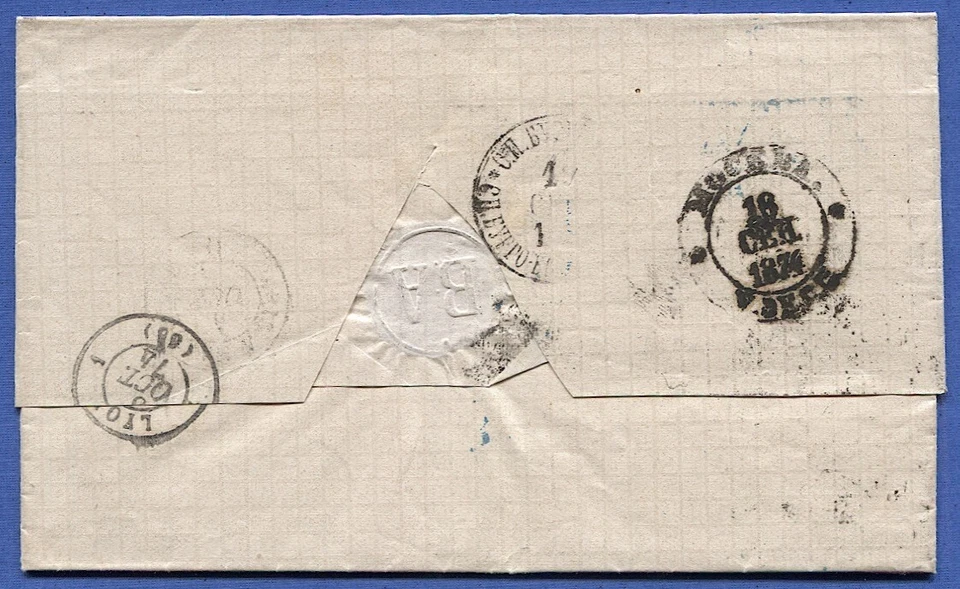 俄罗斯 1874 年未付 SFL 莫斯科到里昂,法国通过巴黎,7 个十分数邮资到期 — 第 2/3 张图片