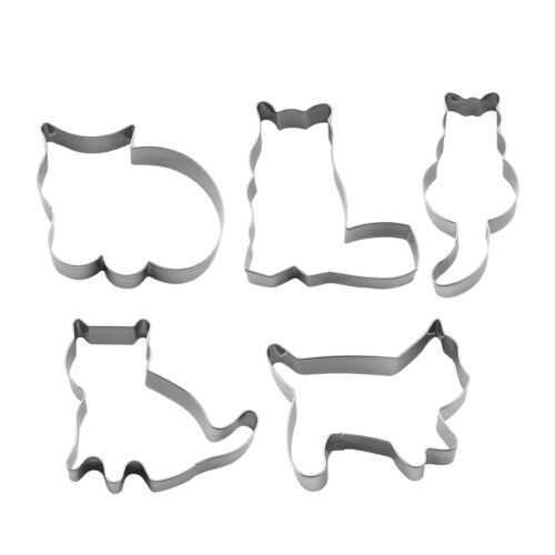 5 Pcs Cookie Cutters Cats Kids Home Baking Metal Animal Stainless Steel Mold