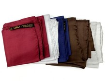 Ashear Set of 5 Fine Silk Pocket Squares Assorted Solid Colors hand rolled hem
