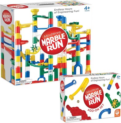 MindWare Marble Run and Add-on Set 120+ Piece Building Set for Kids Plus Over