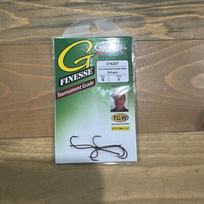 Gamakatsu 374207 G-Finesse Stinger Size 6 Tournament Grade Wire Stinger Hook