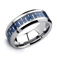 Bling Jewelry Tungsten Carbon Fiber Cobalt Blue Inlay Ring 8mm Bling Jewelry Tungsten Carbon Fiber Cobalt Blue Inlay Ring 8mm