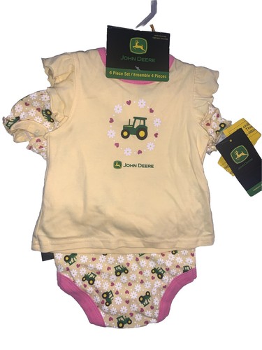 John Deere Baby Girl 4 Piece Outfit Size 3-6 Months Yellow Brand New - 第 1/4 張圖片