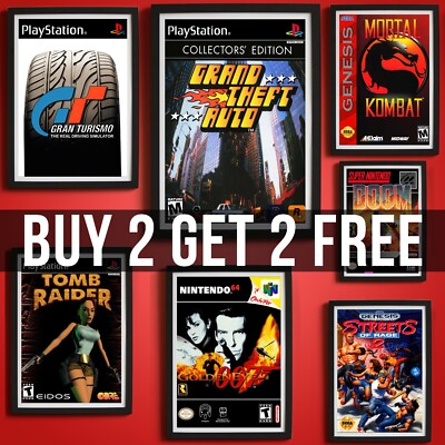 90s Greatest Game Poster Computer Gamer Wall Art NES SNES PlayStation Xbox