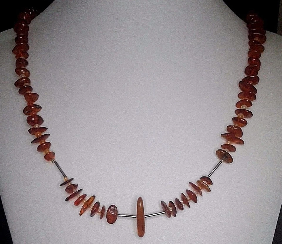 Collana in ambra baltica e argento - Immagine 3 di 4