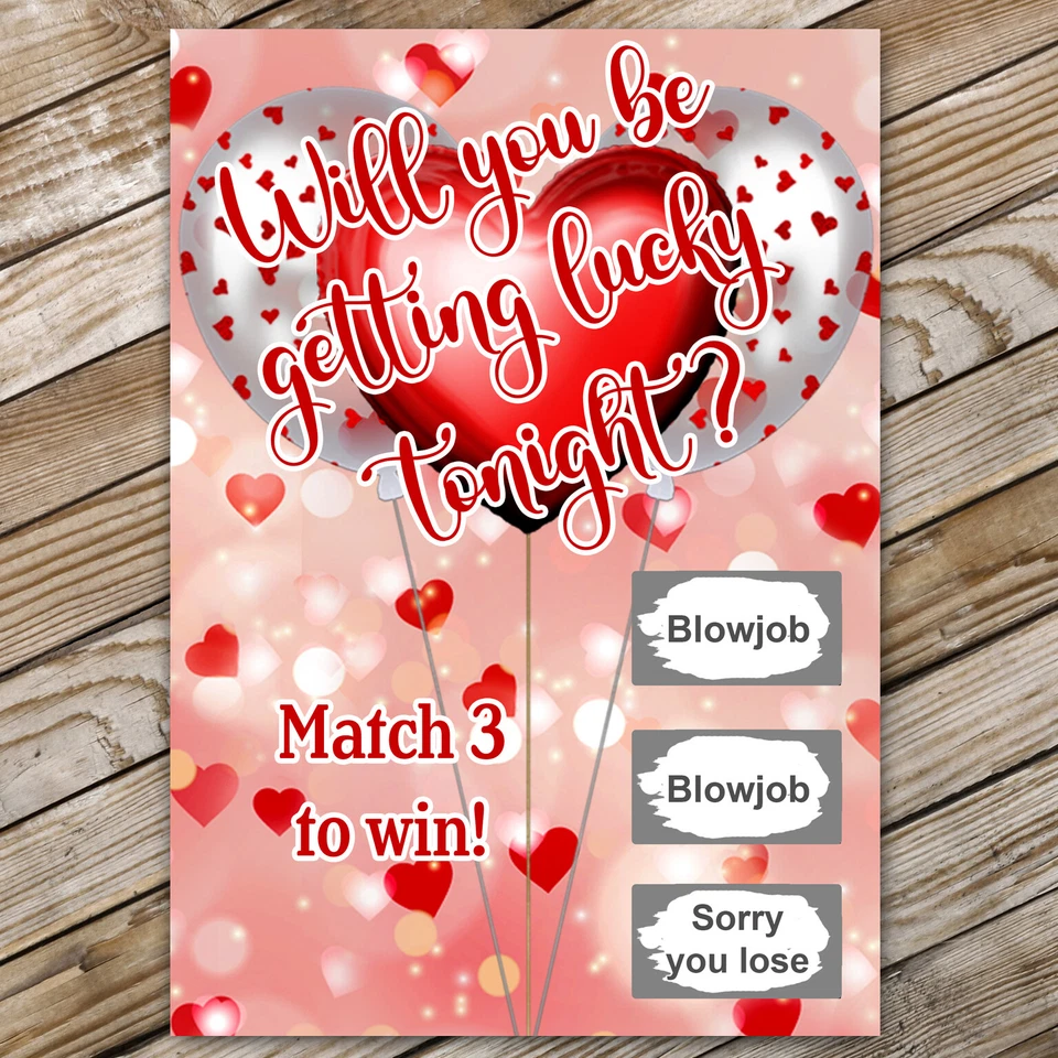 1 x Valentines SCRATCH CARD Love Voucher Sexy Sex Gift Personalised Rude Novelty