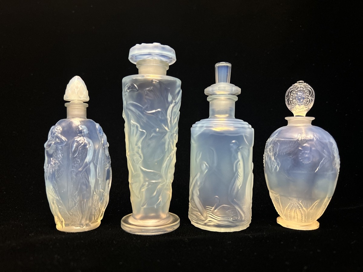 Lot of Four (4) Small Vintage Opalescent Sabino Perfume Bottles