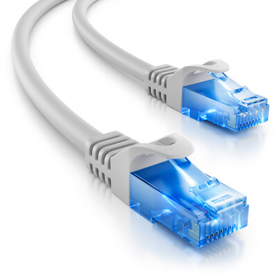 deleyCON 30m CAT6 Patchkabel Netzwerkkabel RJ45 Ethernet LAN DSL CAT Kabel grau