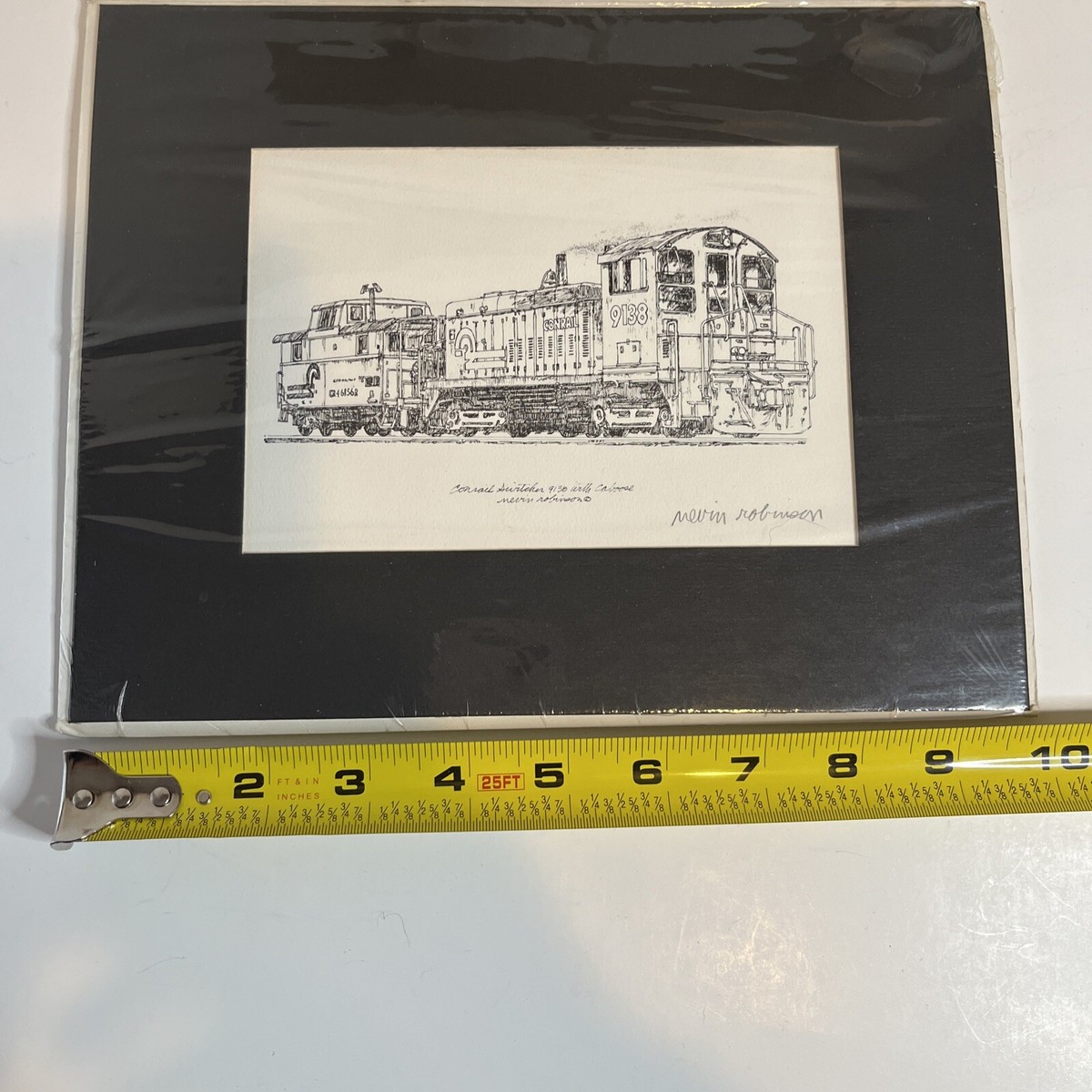 Nevin Robinson Signed Etching Of A Conrail Switcher 9138 With
