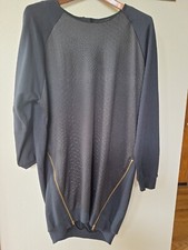 Asos Womens Black Textured Sweatshirt Zipper Dress. Oversized. Size 6