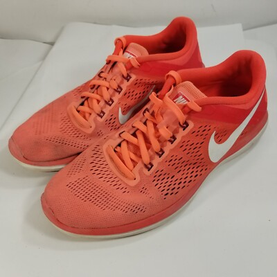 Nike Flex Run Athletic Running Shoes Sneakers Orange Womens Size 9.5 NO INSOLES