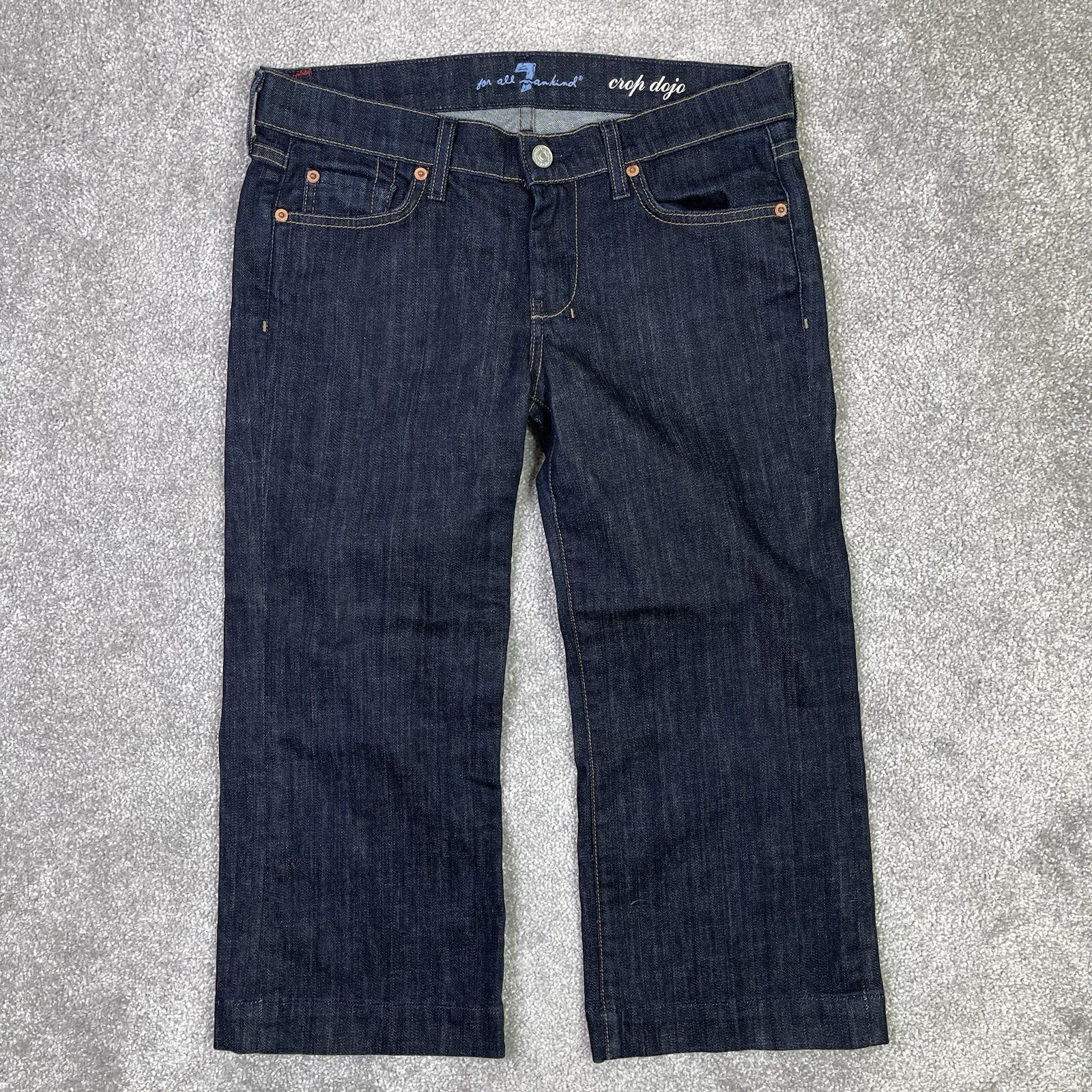 7 For All Mankind Dojo Jeans Women's 28 Blue Cropped Straight Low Rise Denim