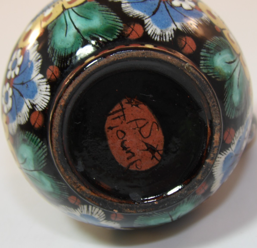 Antique Swiss Thoune Thun 8.5cm Owls & Feathers Majolica Pottery Jug c1920 VGC - Picture 6 of 9