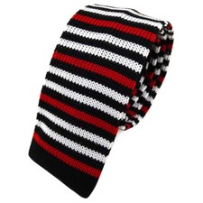 Schmale Kinderstrickkrawatte in schwarz rot w...