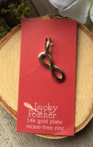 Authentic Lucky Feather Initial Charm 14k Gold Plated Infinity Symbol