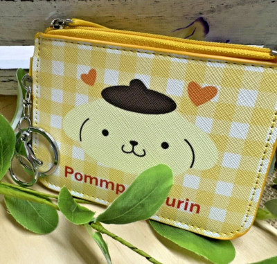 Cartoon Card Small Holder Coin Purse Keychain ID Wallet Yellow Pommpompurin