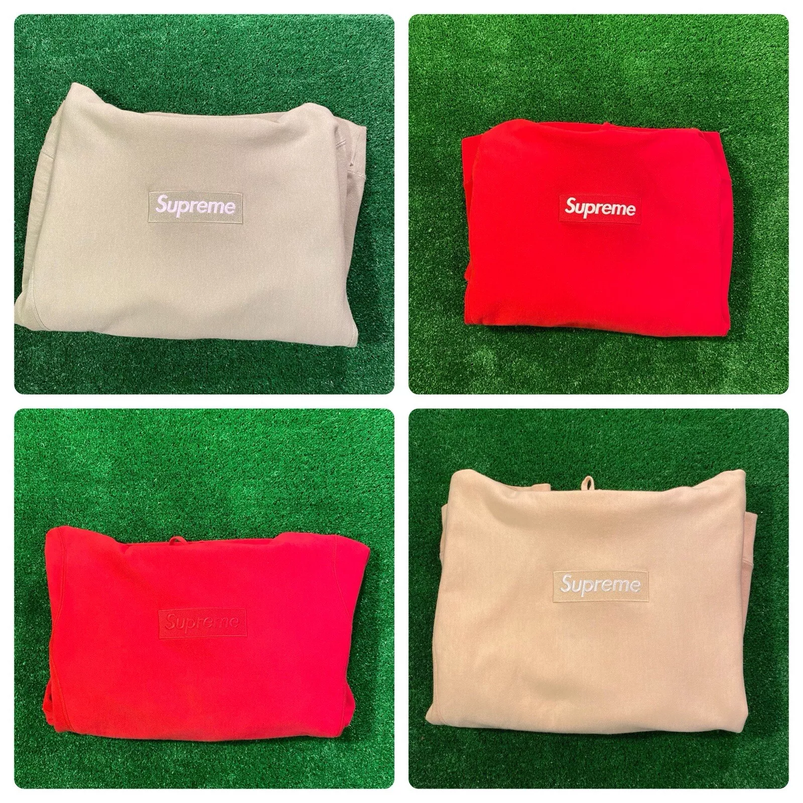 Lot de sweat à capuche logo Supreme Box 100 % authentique taille grande (TONAL ROUGE PÊCHE SAUGE)