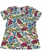 Zoe Chloe Scrubs NurseUniform Medical Top Butterflies Design Women s Small