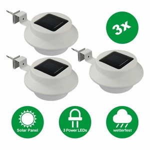 3x LED Solar Dachrinnenleuchte Außen-Licht Solarleuchte Garten Sensor Kabellos