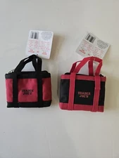 # TRADER JOE'S Black & Red ( 2 bags) Micro Shopping #Tote Bags Mini Grocery Set 