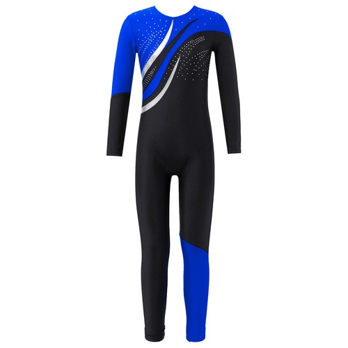 Kids Girls Dance Jumpsuit One Piece Dancewear Shiny Dance Bodysuit Team Group - Picture 38 of 46